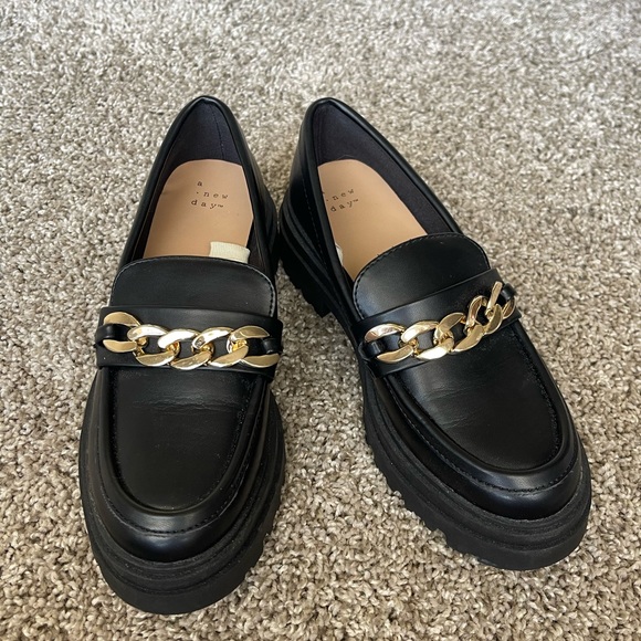 a new day Black & Gold Chain Loafer/Platform Shoes - Picture 3 of 5